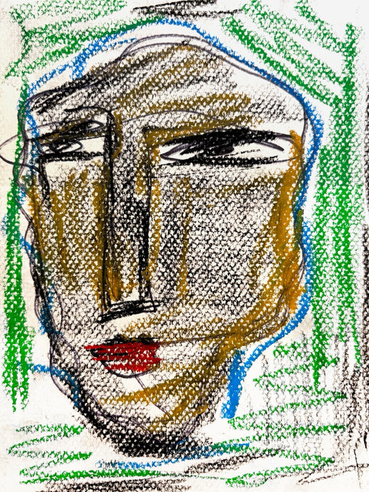 Charcoal & Oil Pastel Sketch - 15x20 cm